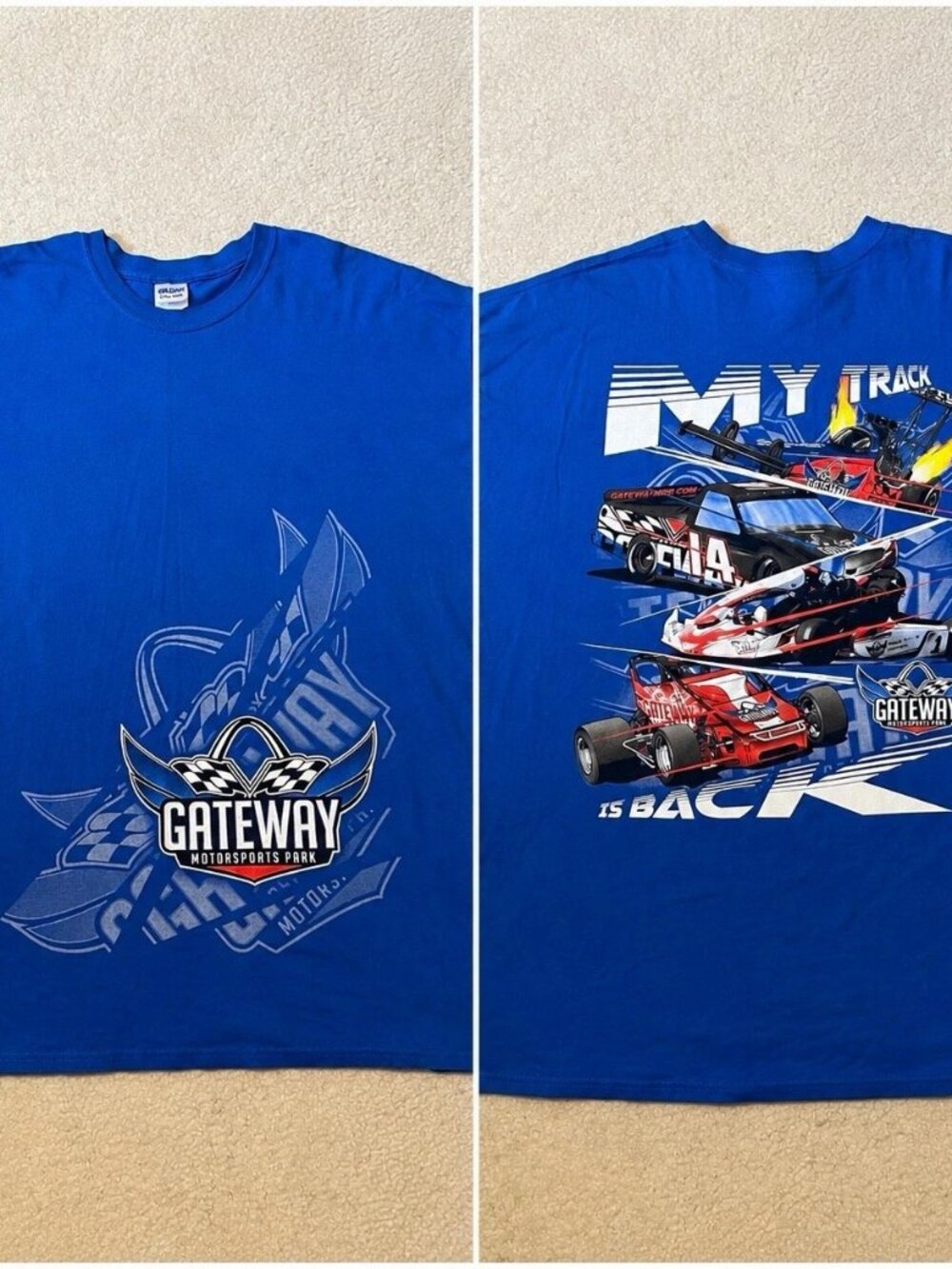 Gateway Motorsports Park Blue 2XL Racing Shirt My Track Is Back Double Sided